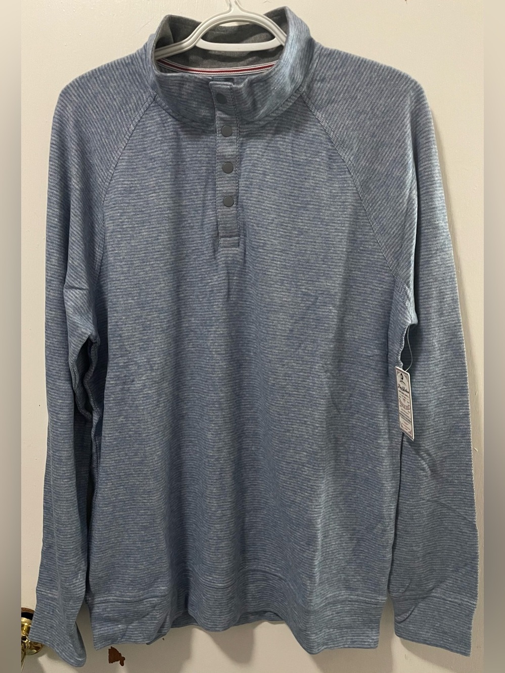 Flag & Anthem Men's Blue Quarter Snap Up Pullover Mock Neck Sweatshirt Medium M